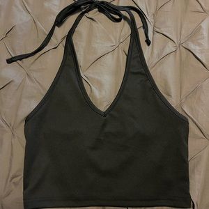 Basic Black Crop Halter Top